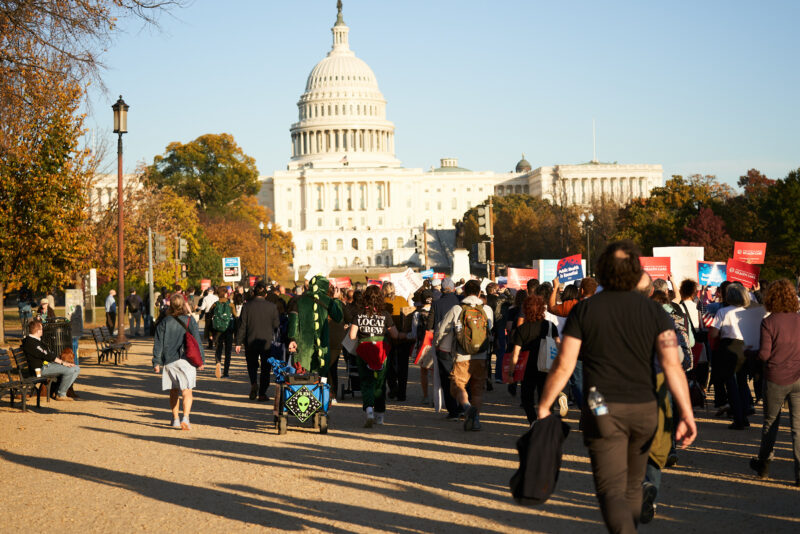 capitol with marchers
